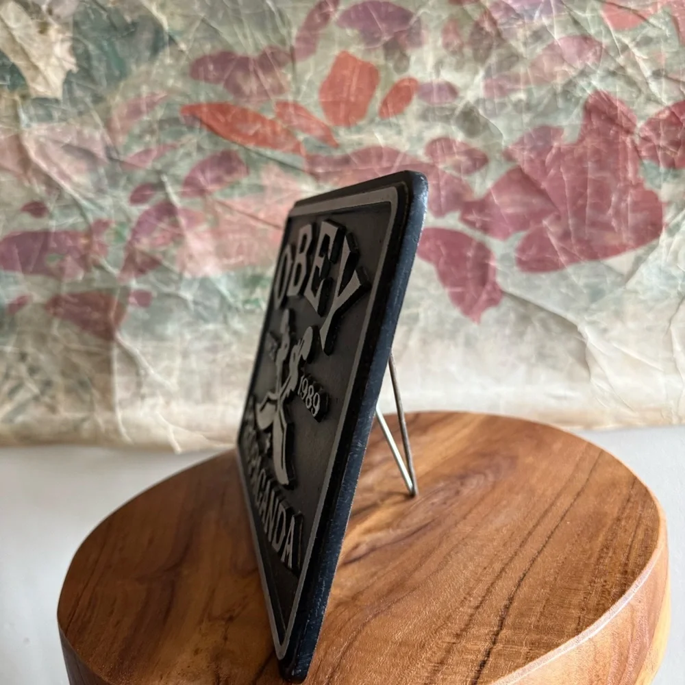 Obey Swords 2009 Shepard Fairey Die Cast Metal Sign Propaganda Plaque